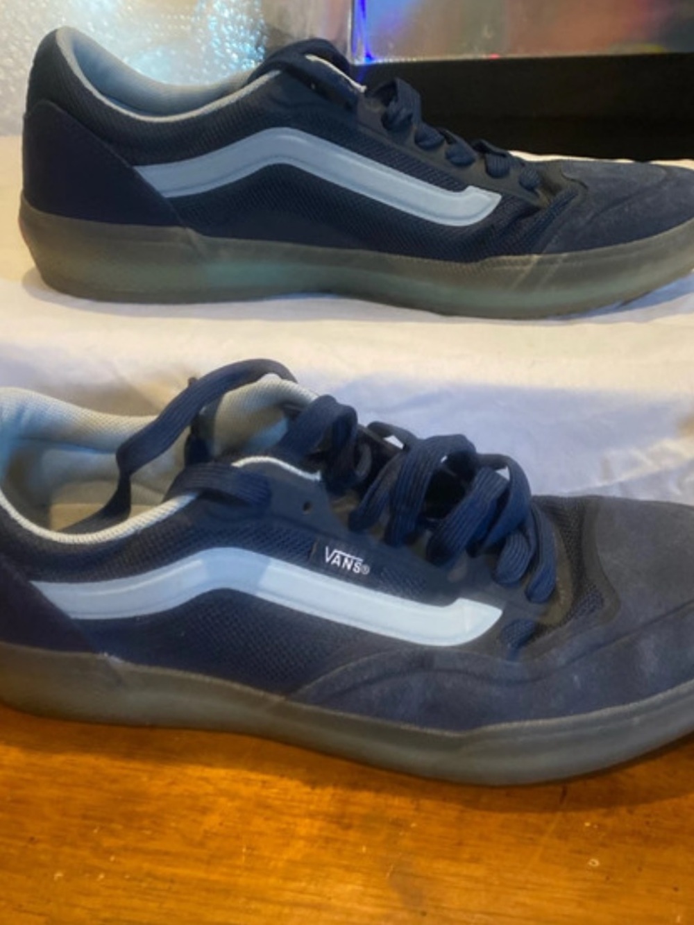 Vans Men's Navy Sneakers with White Side Stripe